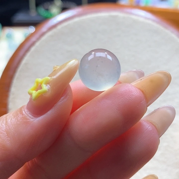 翡翠未镶嵌颈饰翡翠冰飘雪花棉珠卡13.07mm