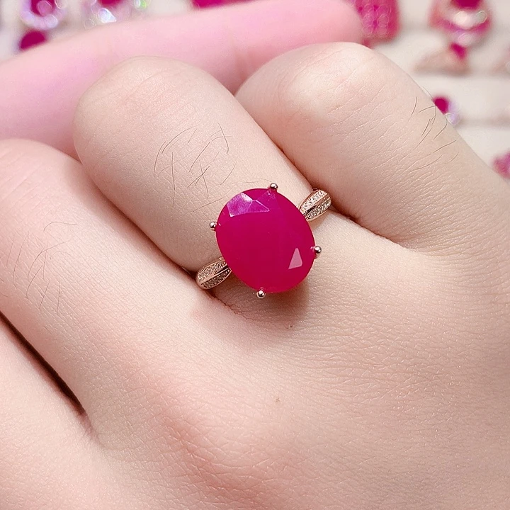 红宝石戒指银S925镶嵌