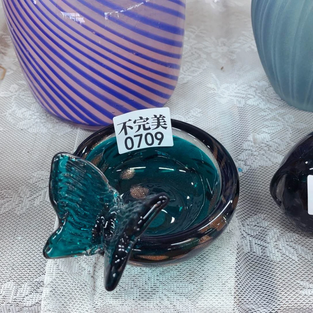 0709蝴蝶碗， 家悦琉璃花瓶摆件不完美