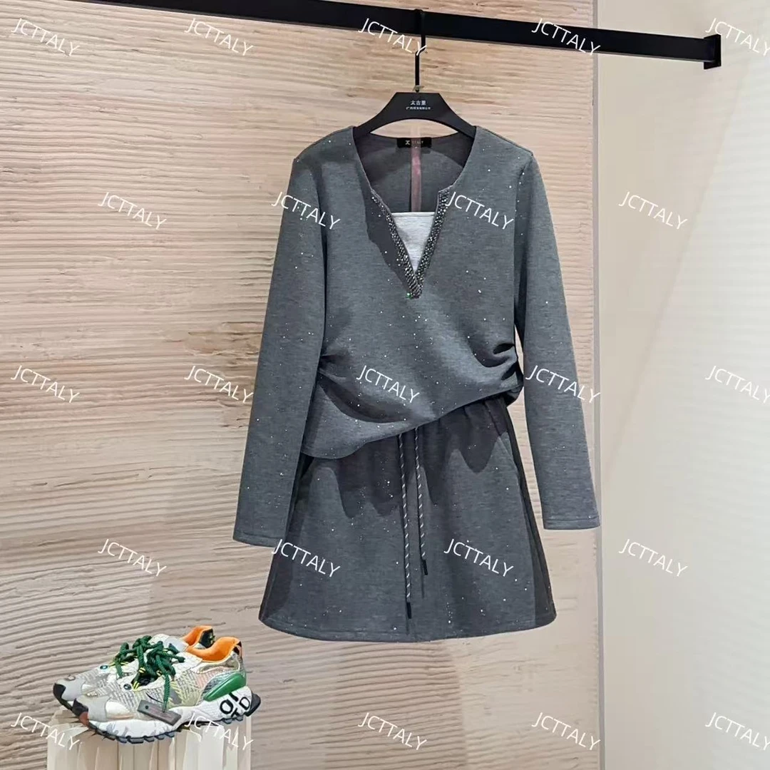 【宠粉价】秋季设计师时尚休闲气质洋气灰色套装TZ-484