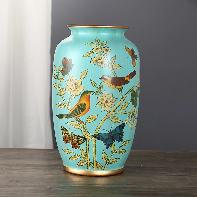 美式复古陶瓷花瓶摆件家用客厅插花摆设家居装饰欧式工艺品花器