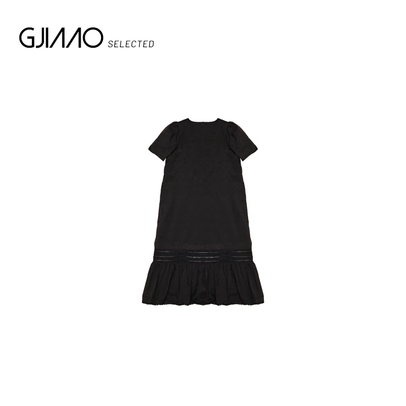 1209 纱袖镂空花边宽松连衣裙