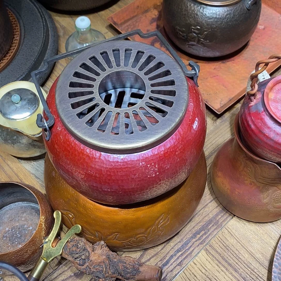 亚****行任和堂纯紫铜碳炉，壶