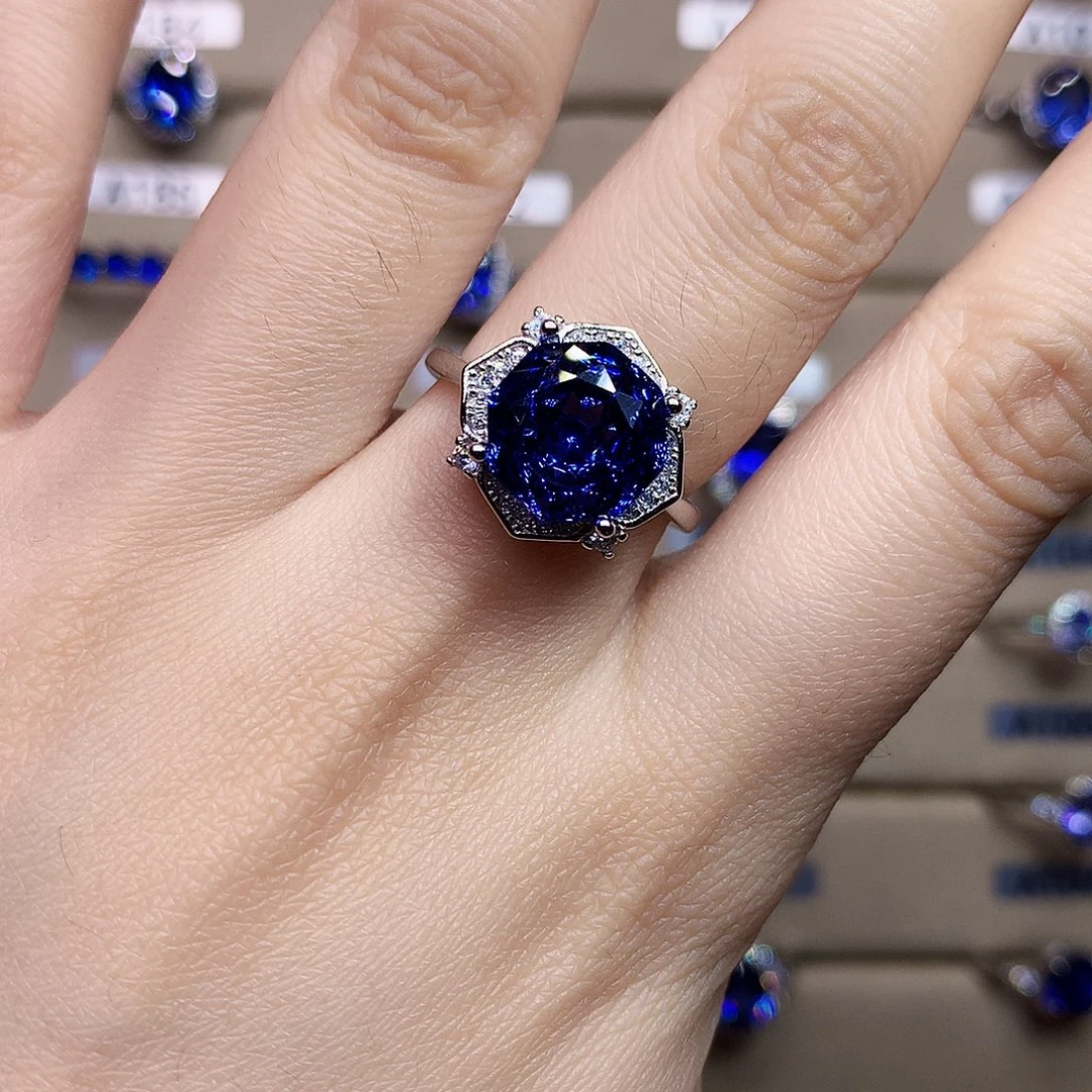 ╭***a蓝宝石戒指银S925镶嵌