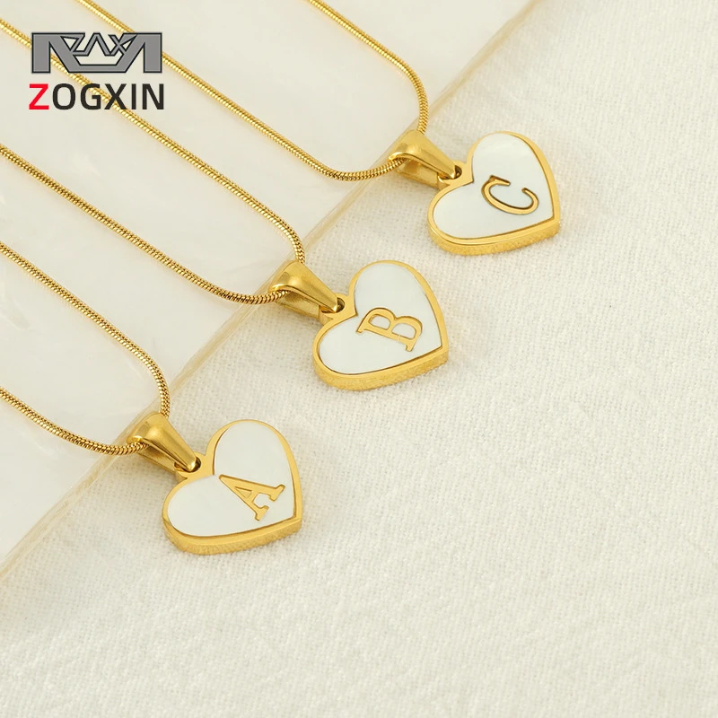 不锈钢贝壳吊坠2025ins风简约钛钢贝壳26英文字母爱心吊坠女18K不