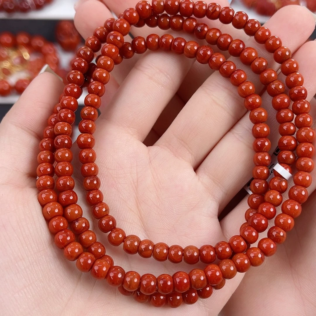 南红玛瑙未镶嵌瓦西柿子锦满肉5mm多圈