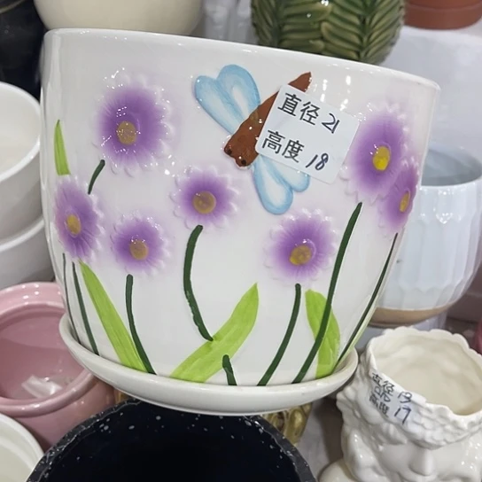 多肉绿植陶瓷花盆9.9包邮，有孔