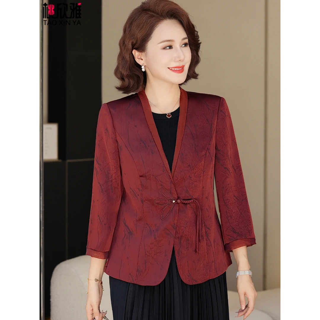 新中式妈妈秋装外套气质夹克2025新款中老年女装春秋国风外搭上衣