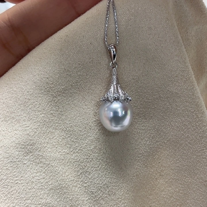 颈饰银S925镶嵌海水珍珠10-11mm