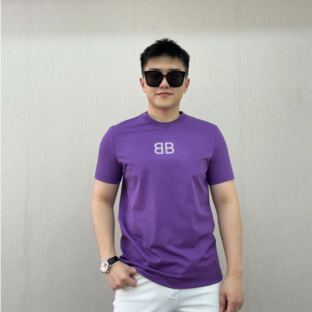 GDTN-春夏季新款男士潮流轻奢亲肤舒适百搭烫钻圆领短袖Z-25223