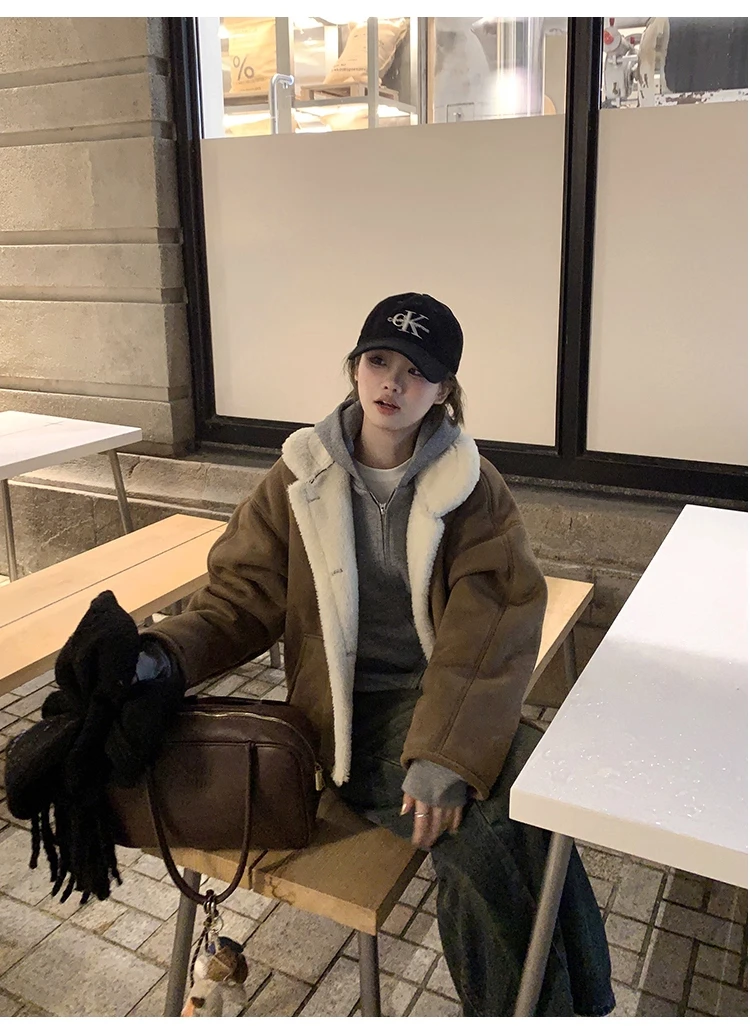 人造皮草 赵露思“许妍 许我耀眼”同款羊羔毛外套环保仿皮草外套女