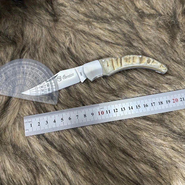 外贸老货纪念款羊角手柄户外口袋刀