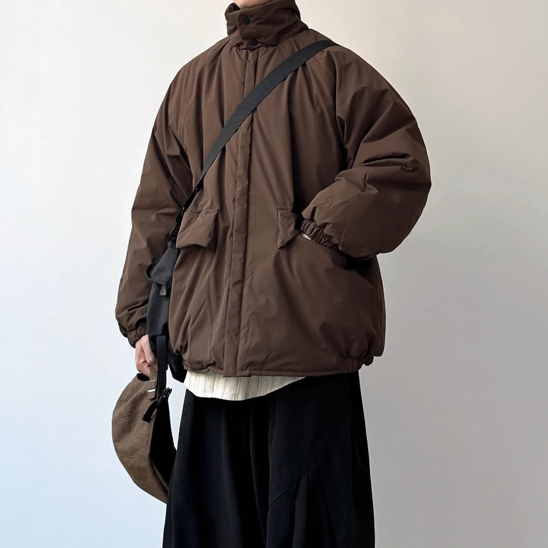 大码300斤日系复古美拉德立领棉衣男女冬季潮牌加厚保暖棉服外套