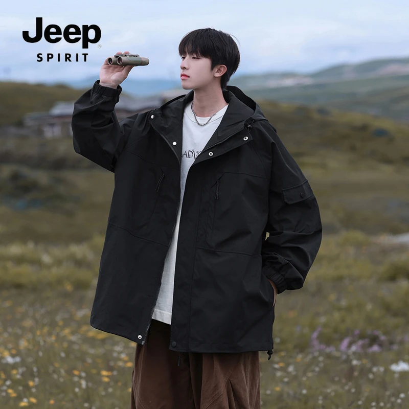 JEEPSPIRIT吉普2025新款工装夹克外套男女同款春秋潮牌户外夹克衣