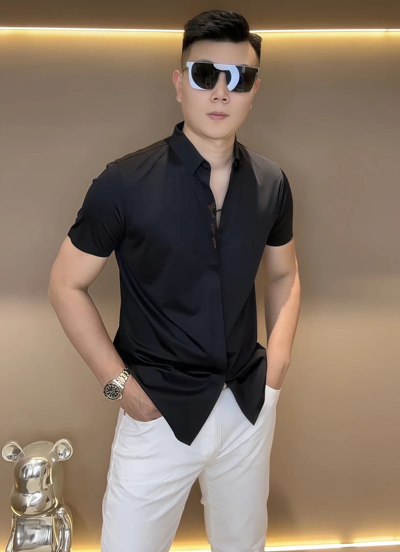 【泡面锅男装】夏季高品质弹力无痕修身男士短袖衬衣 W102-A6202