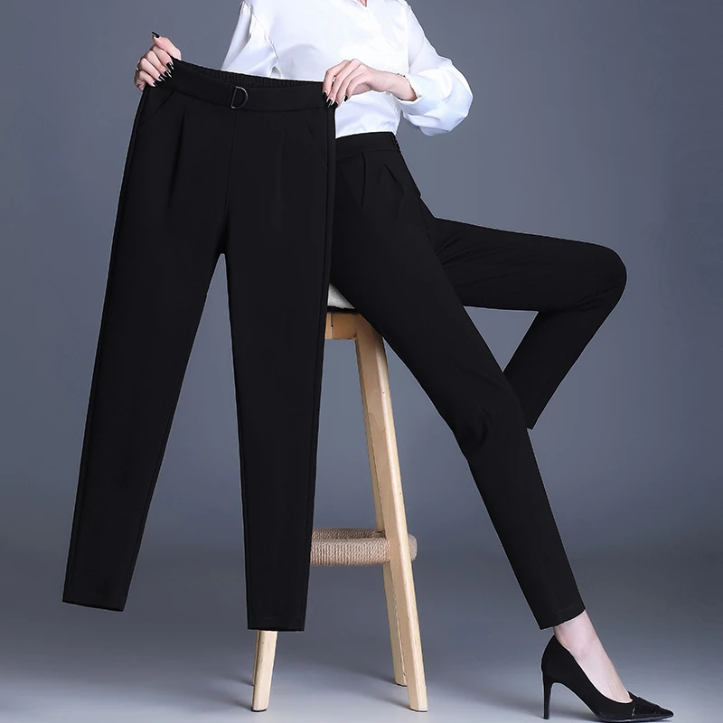 秋冬女士哈伦裤子女款爆款2025新款高腰显瘦工作裤弹力大码黑色裤