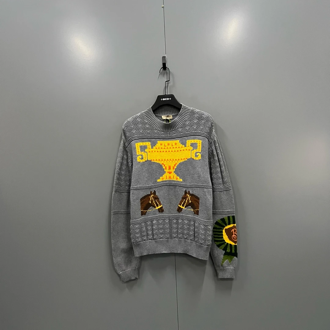 99新 BURBERRY/博柏利 t6 图案印花针织衫 XL码/606229