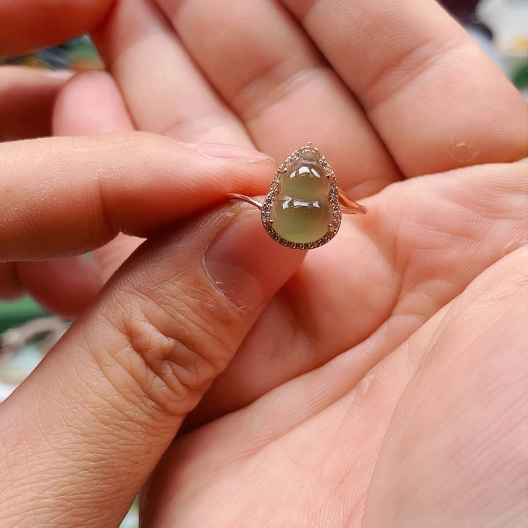 和田玉（碧玉）戒指银S925镶嵌