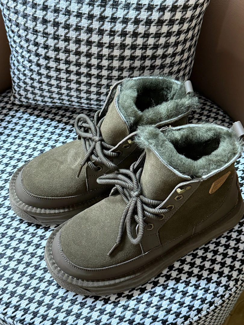 成人雪地靴胶粘保暖时尚雪地靴增高系带耐磨磨砂皮5669