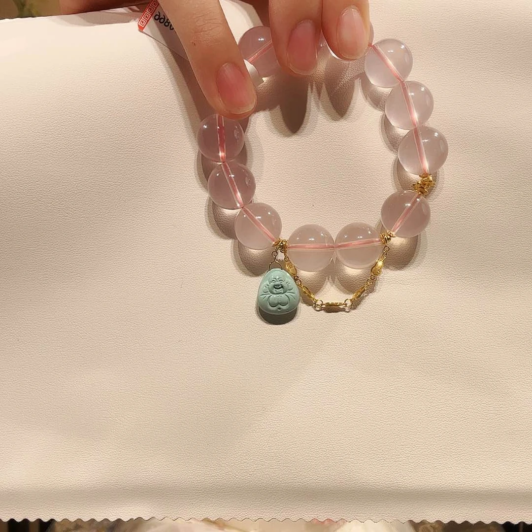 水晶手串未镶嵌粉水晶