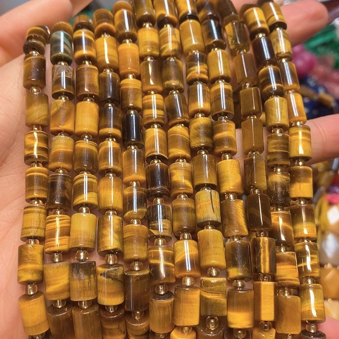 玛瑙/玉髓未镶嵌珠宝半成品6✖️8mmA货黄虎眼一条