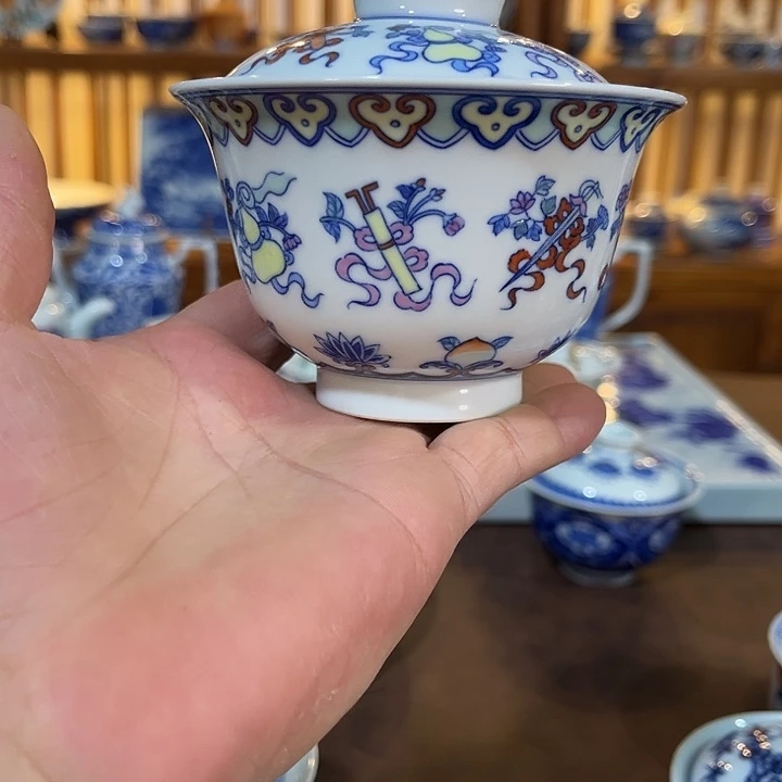小***楼錡镇堂手工手绘绘盖碗