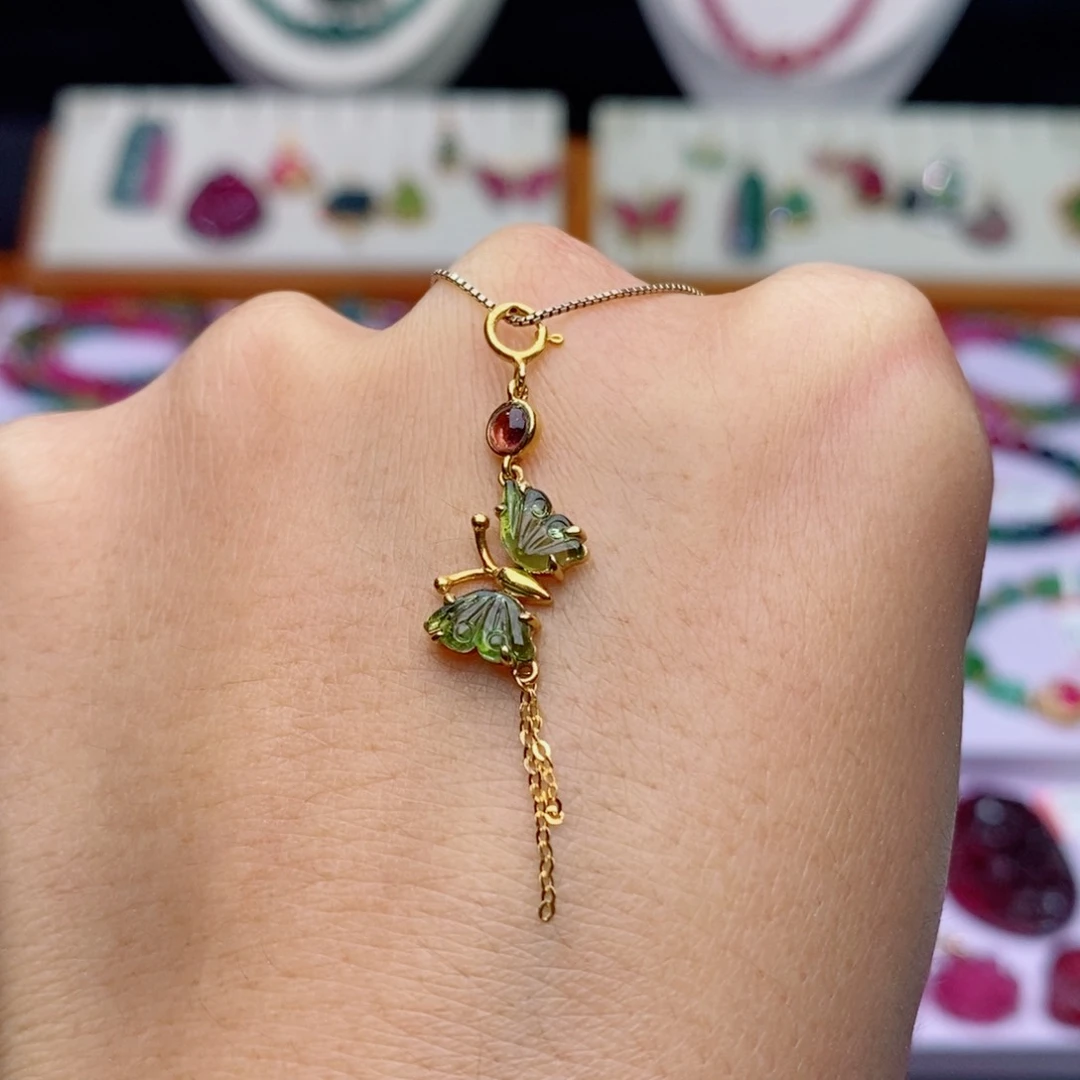 吊坠(不含链)18K金镶嵌碧玺d