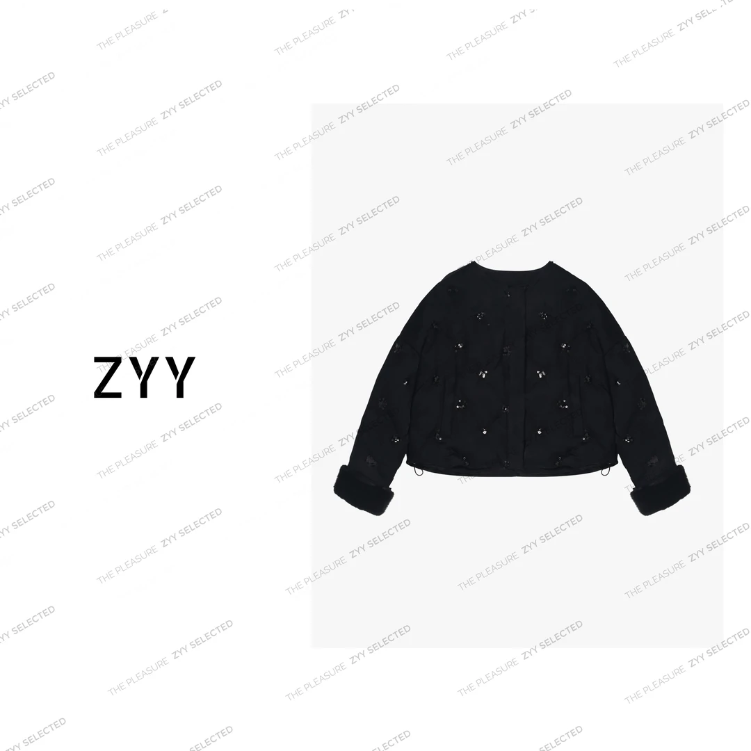 ZYY【柏林初雪】2024S/S新品暗纹亮片刺绣设计款羽绒服女X24DY12196