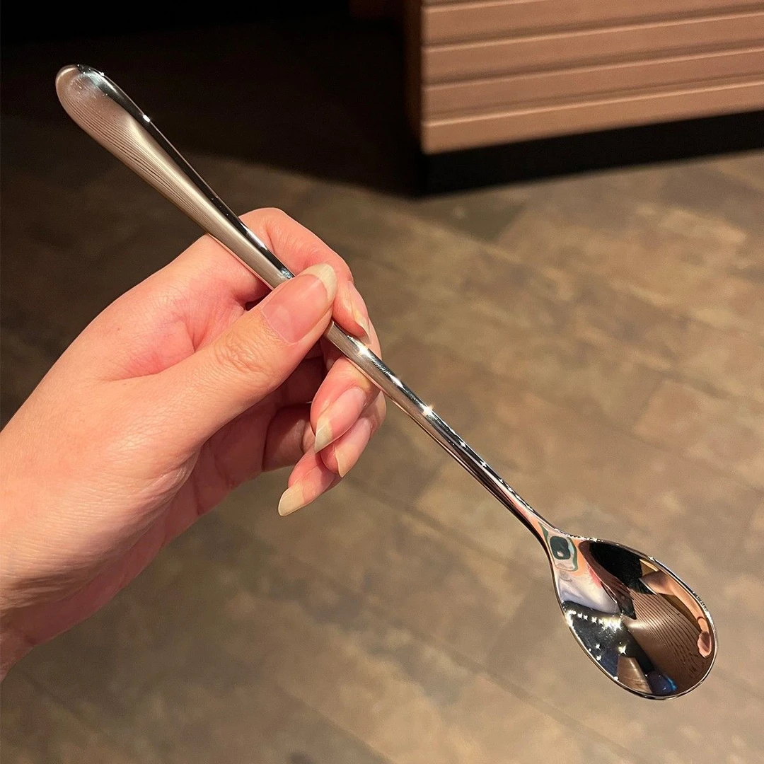 贵族【德国货】304不锈钢长柄甜品勺子长头搅拌勺家用商用咖啡勺