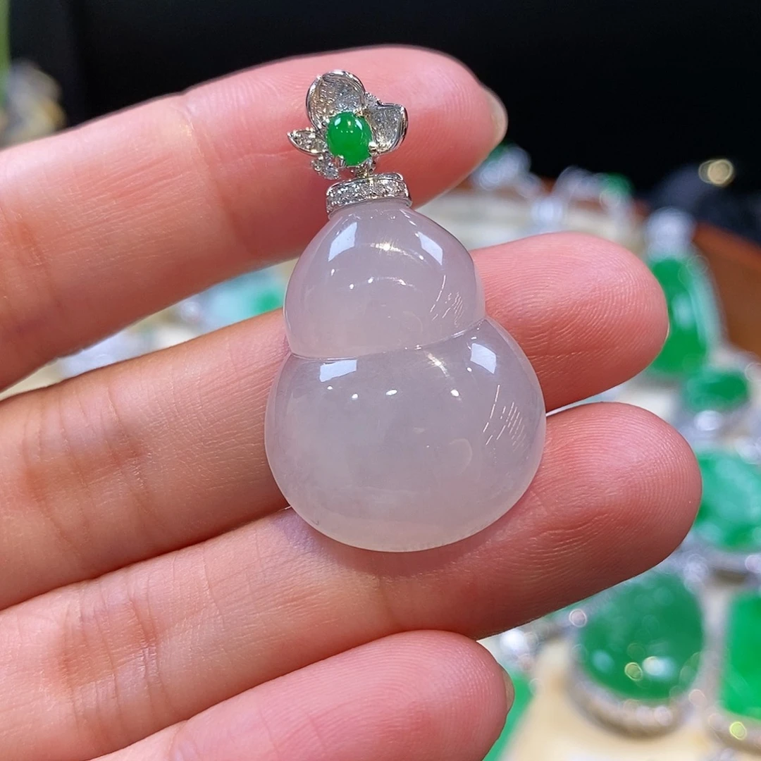 吊坠(不含链)18K金镶嵌翡翠