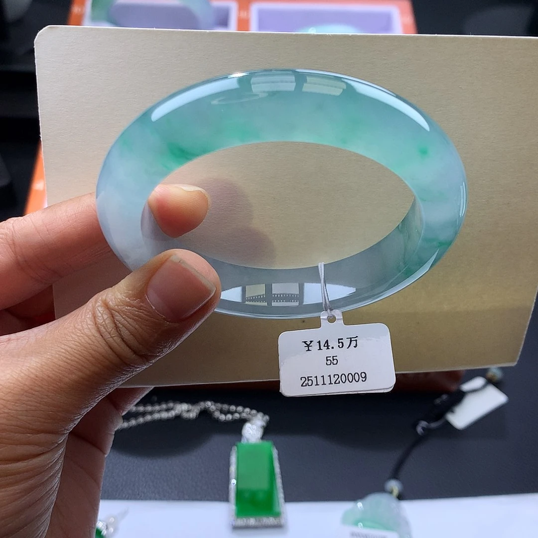 未镶嵌手镯翡翠蓝冰金丝绿