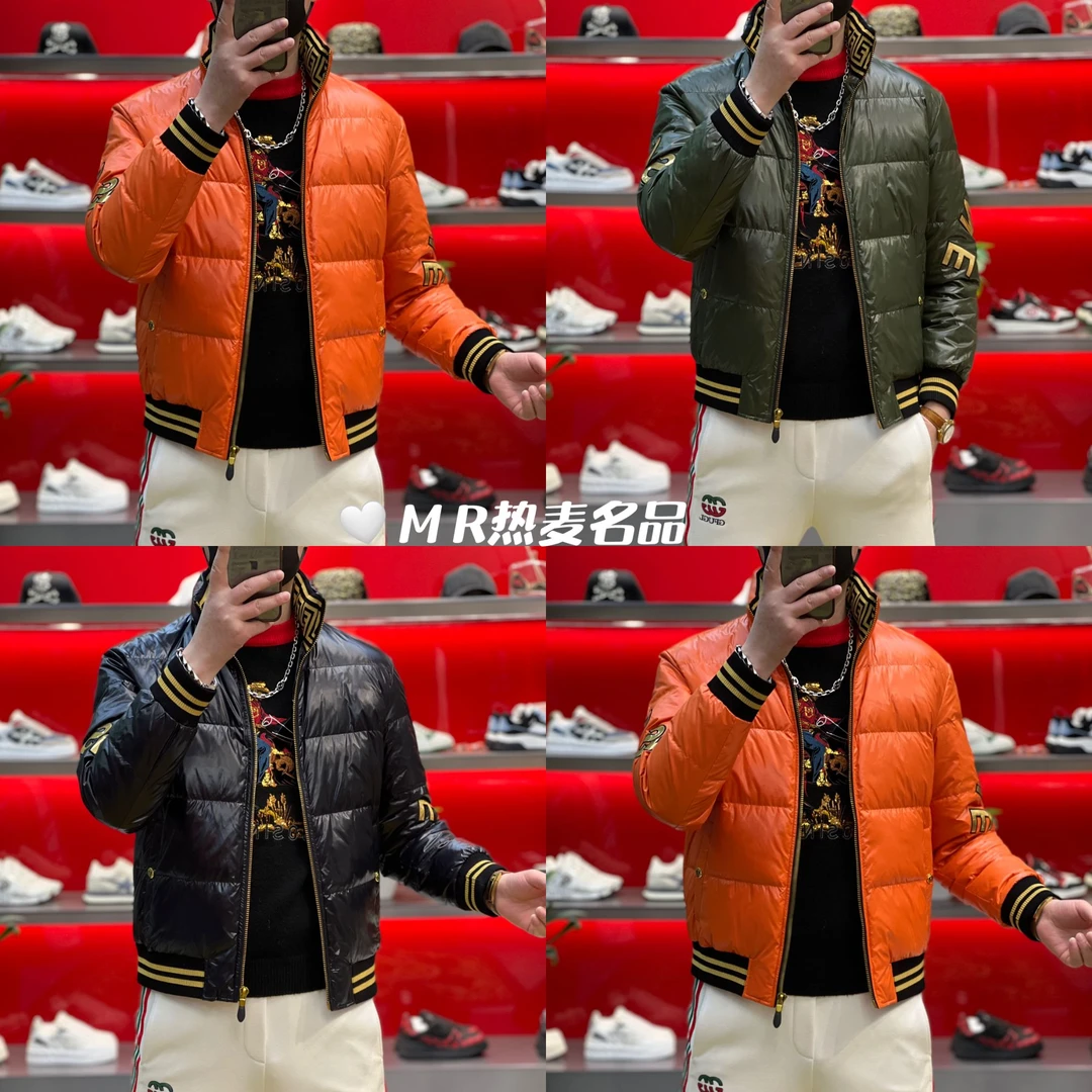 【热麦甄选】2025秋冬羽绒服美人刺绣款 男士修身弹力圆领保暖外套