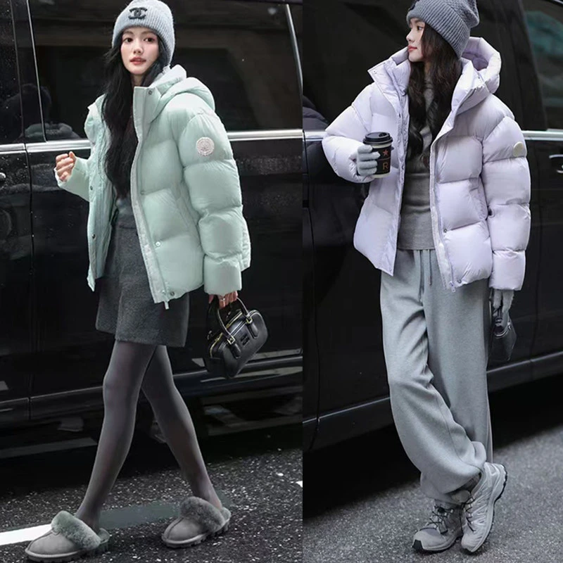 明星同款休闲连帽羽绒服时尚拒水短款防水百搭保暖冬季加厚女棉服