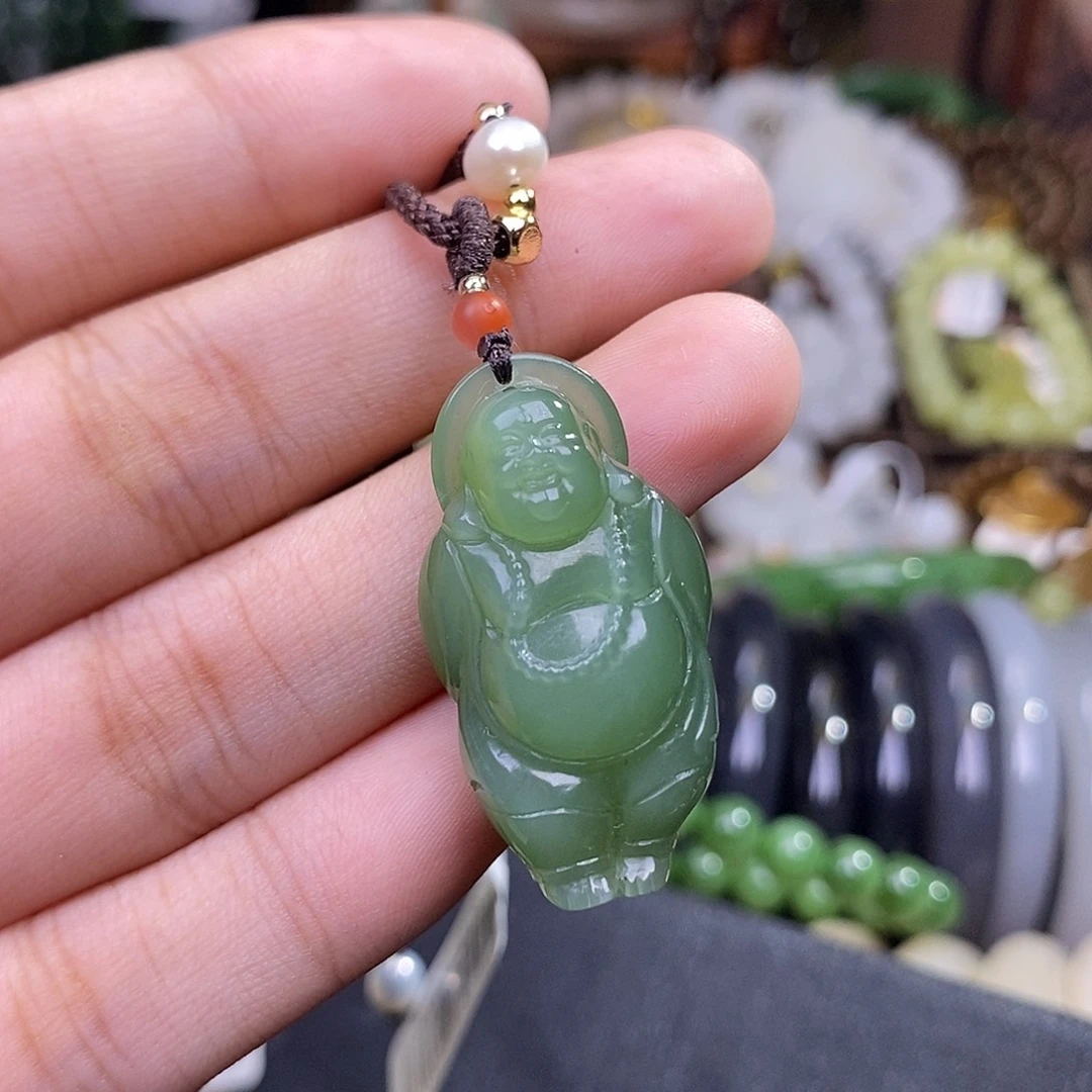 和田玉手镯未镶嵌碧玉猫眼冰底站佛