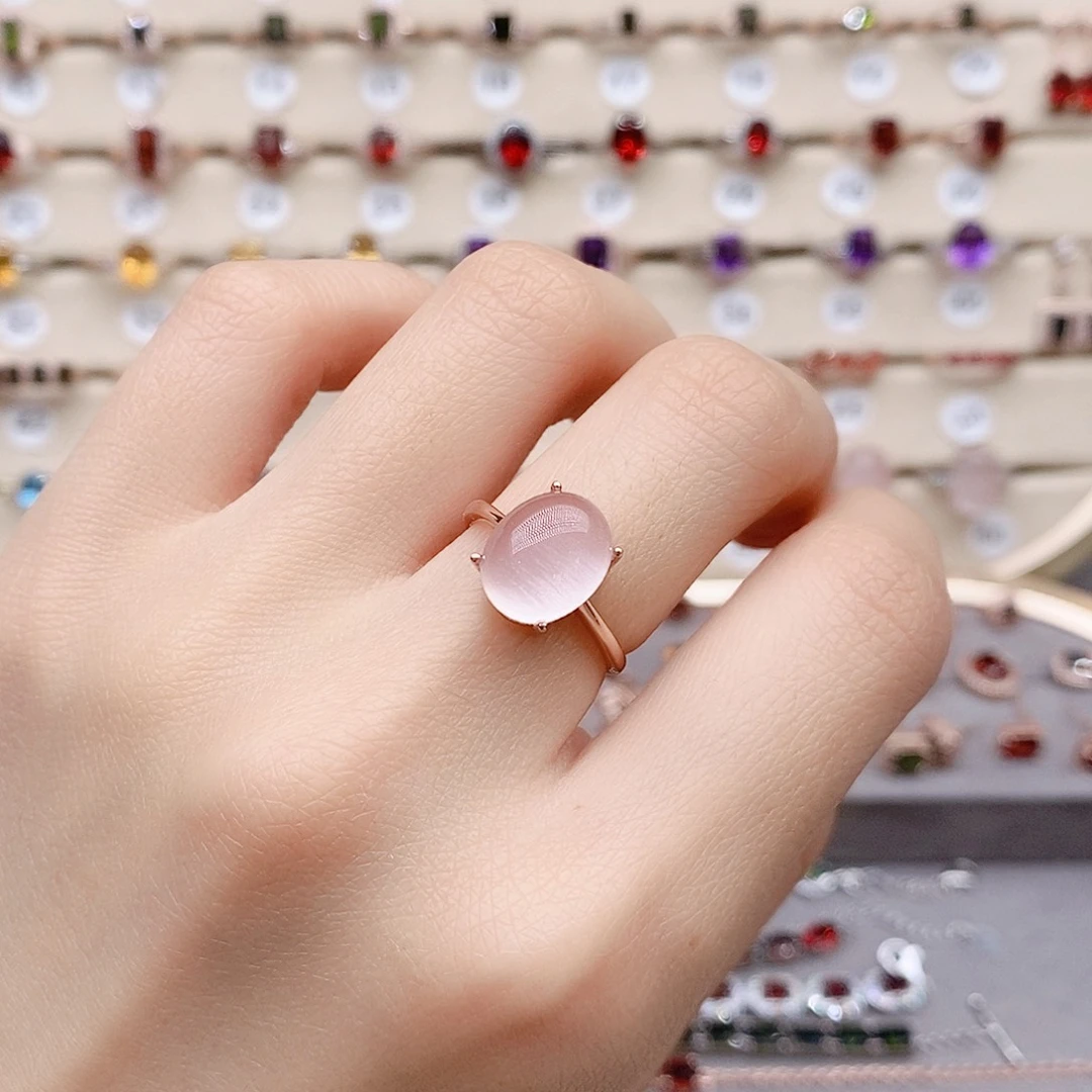 戒指银S925镶嵌芙蓉石戒指