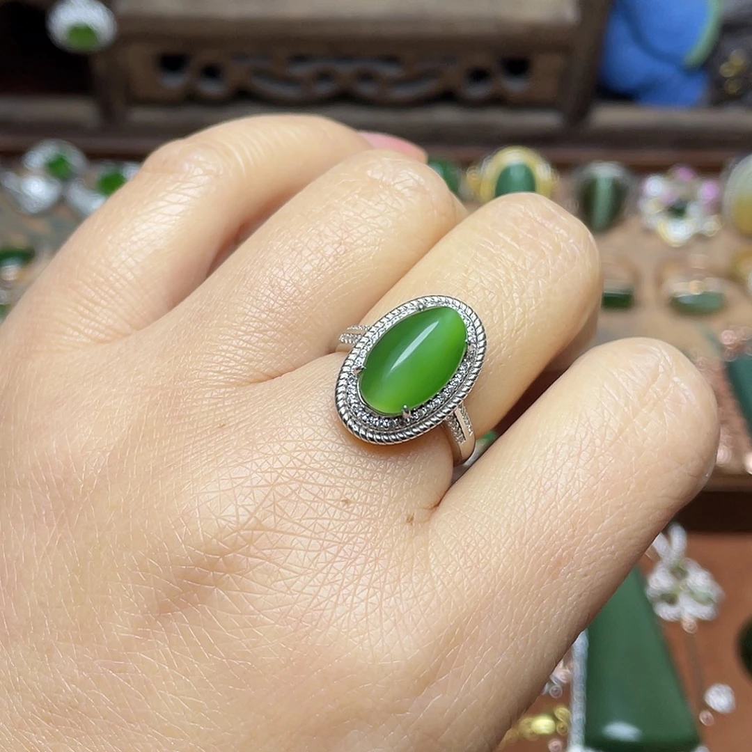 和田玉（碧玉）银S925镶嵌吊坠(赠链)