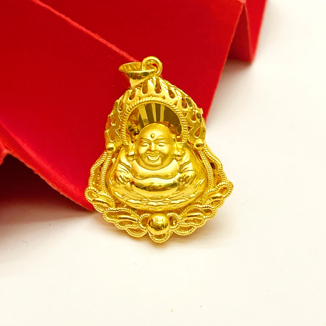 姐妹黄金  足金999火焰弥勒佛黄金吊坠