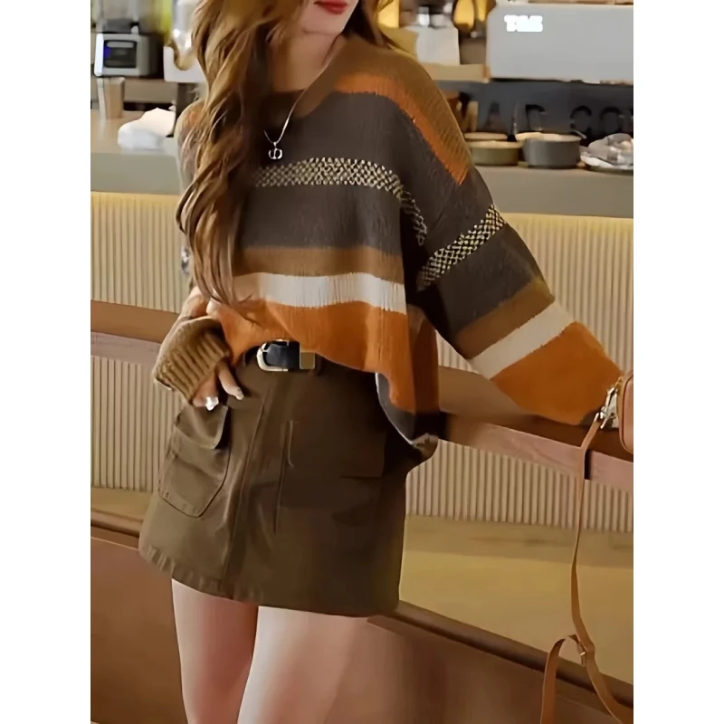 巨好看的早秋穿搭针织衫女胖MM显瘦高级感慵懒风毛衣宽松大码上衣