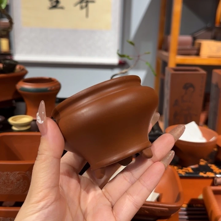 紫砂花盆口径6.5深度5.5