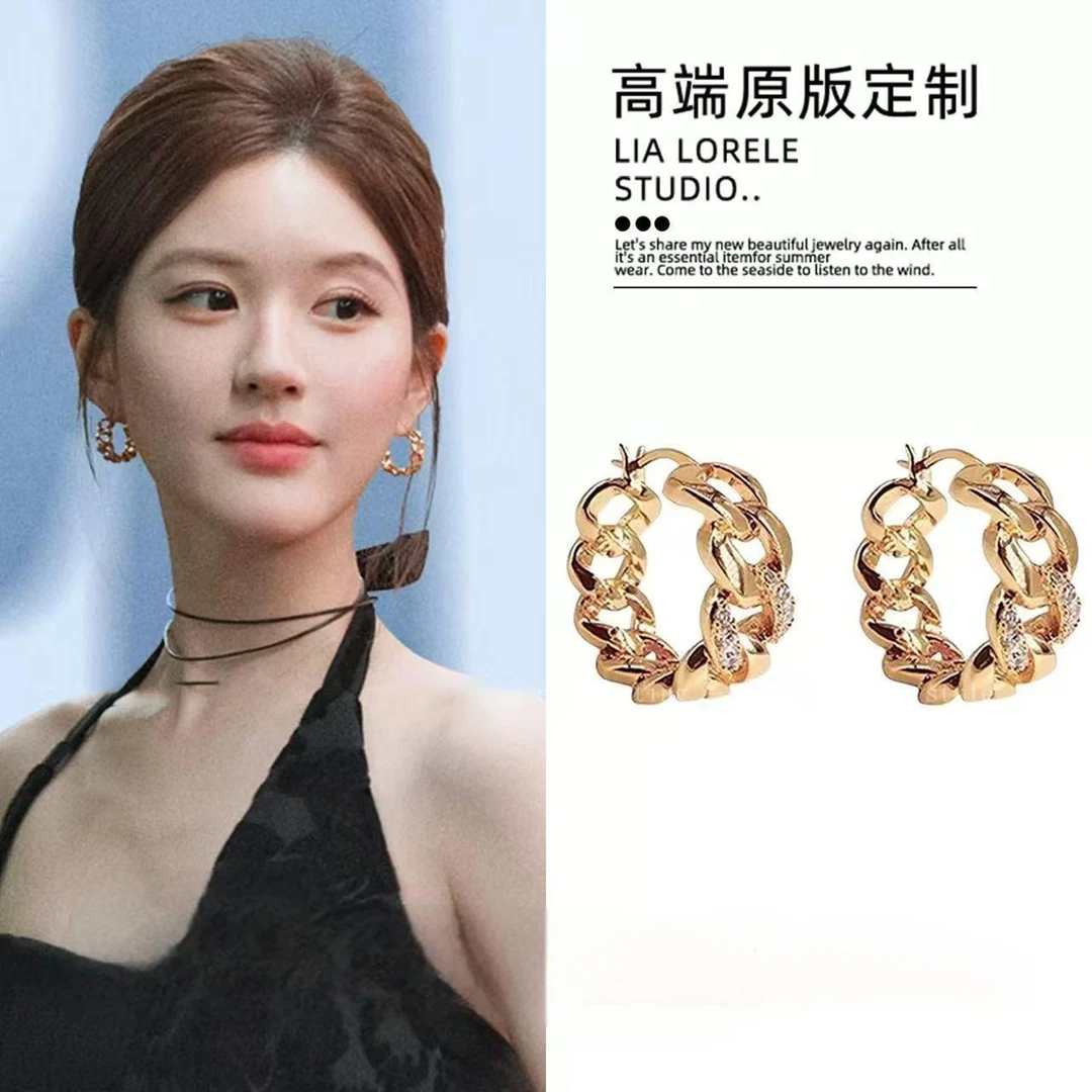 925银耳饰 许我耀眼赵露思同款耳扣18K真金电镀高级感秋冬耳饰385
