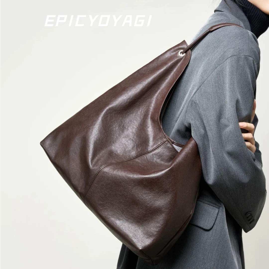 大容量松弛感单肩包便携包hobo托特包百搭大托特包韩式通勤女包