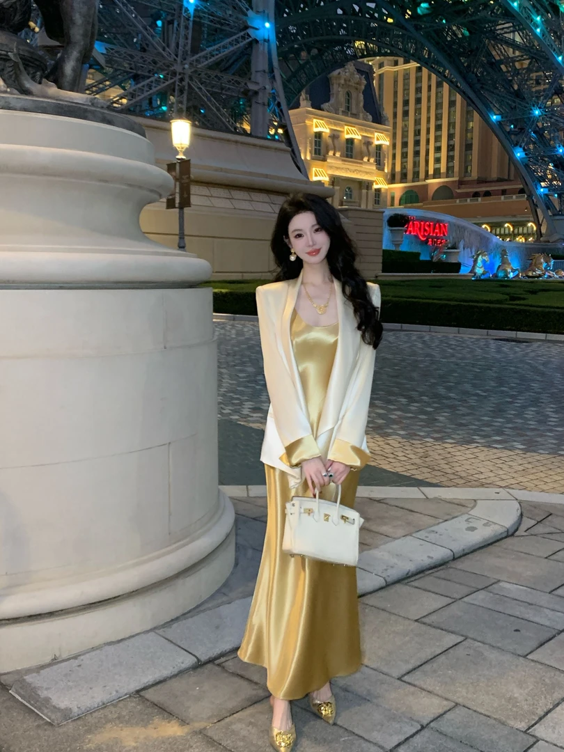 【雅乔定制】米兰达 袖口白金撞色翻袖醋酸西装外套DYYY-24125705