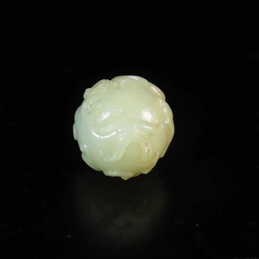 民国刻花玉珠/MZ524043/和田玉/民族文物