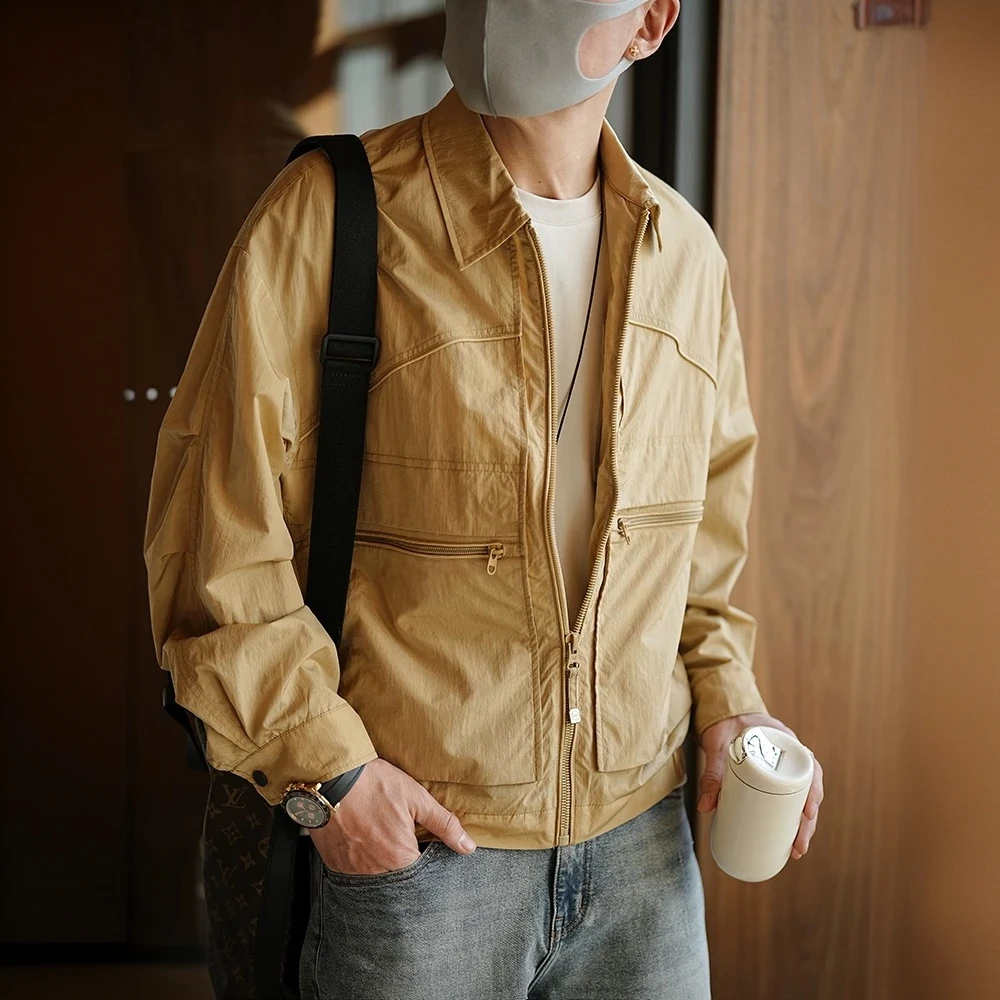 原创设计风翻领透气欧若风夹克男士春季潮流高级感时尚痞帅外套