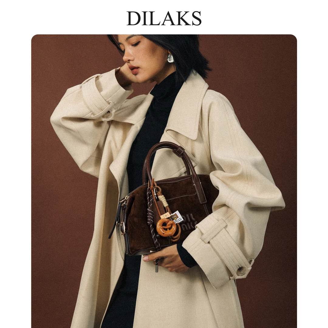 DILAKS迪莱克丝2025新款羊麂皮波士顿包包女轻奢感通勤手提斜挎包