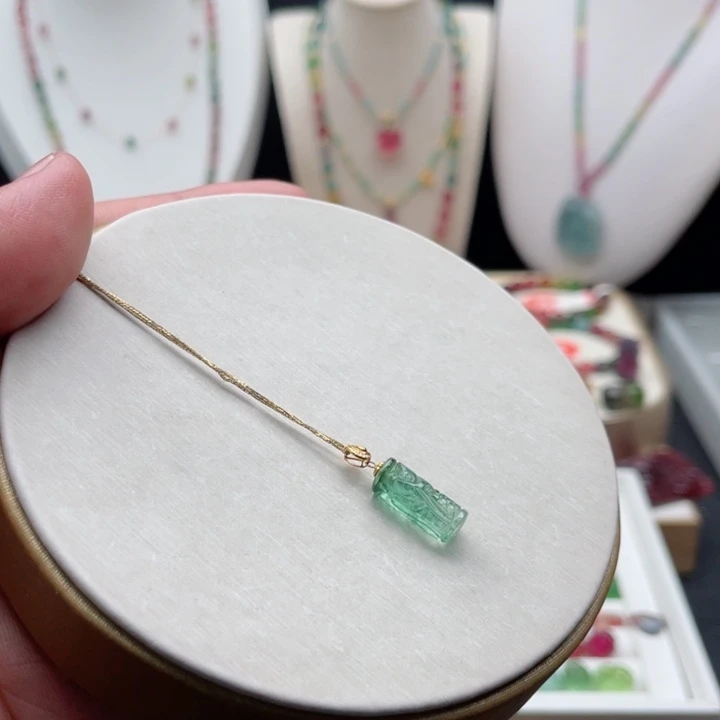 吊坠(不含链)18K金镶嵌碧玺碧玺吊坠