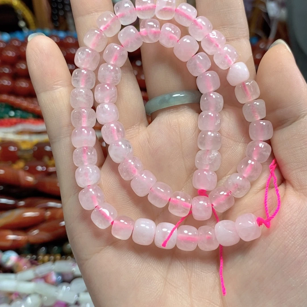 玛瑙/玉髓未镶嵌珠宝半成品粉晶老型一条卡8mm