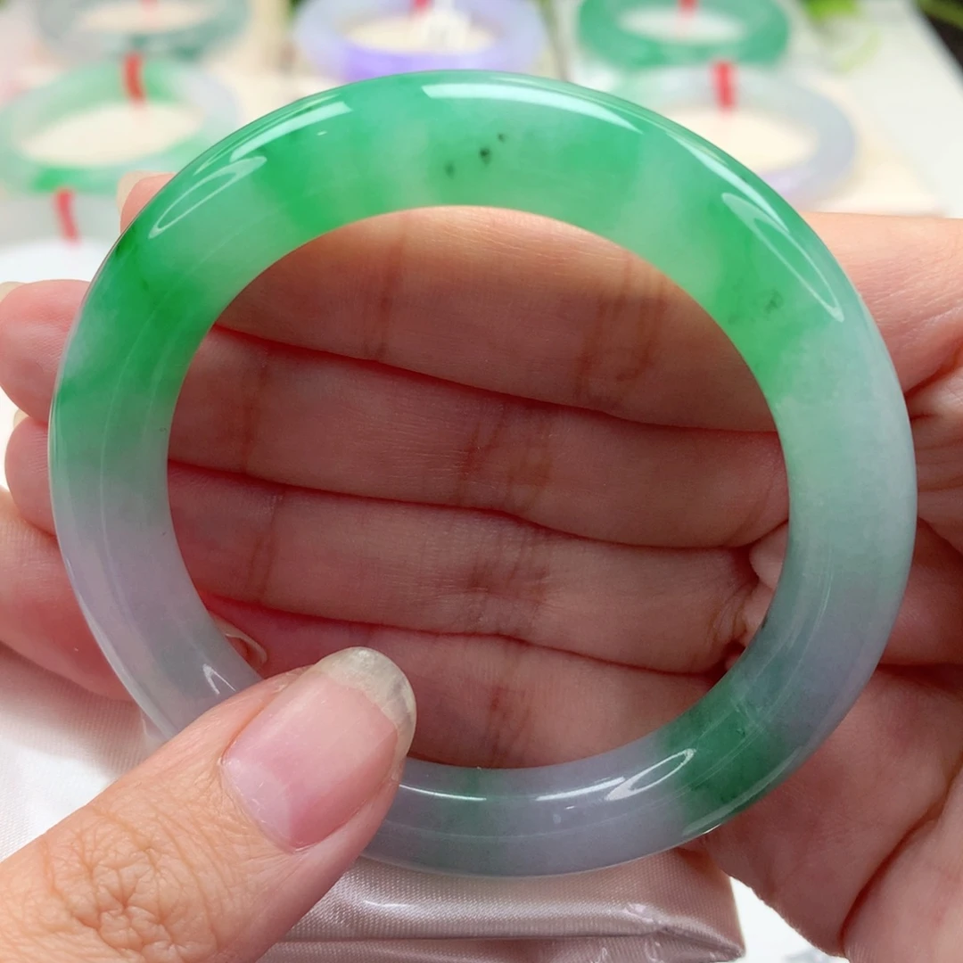 未镶嵌手镯（圆镯）翡翠51.8辣绿 贵气炸眼 完美 喵喵
