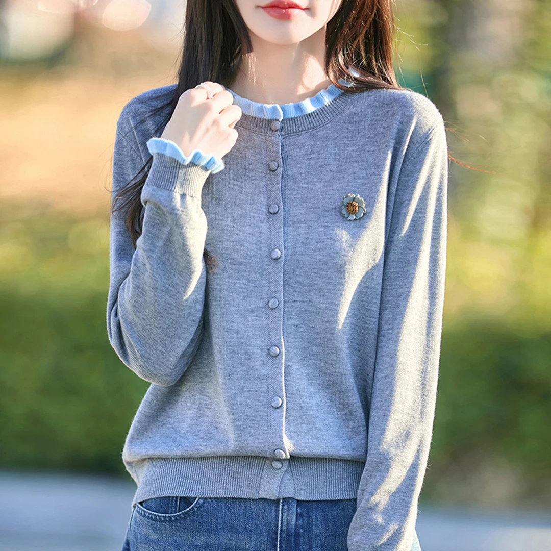 胖mm春秋大码外搭针织开衫女薄款2025早秋女士新款高级感毛衣外套