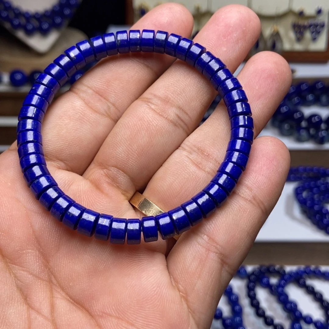 青金石未镶嵌精品 精工 药片 手串6.5+